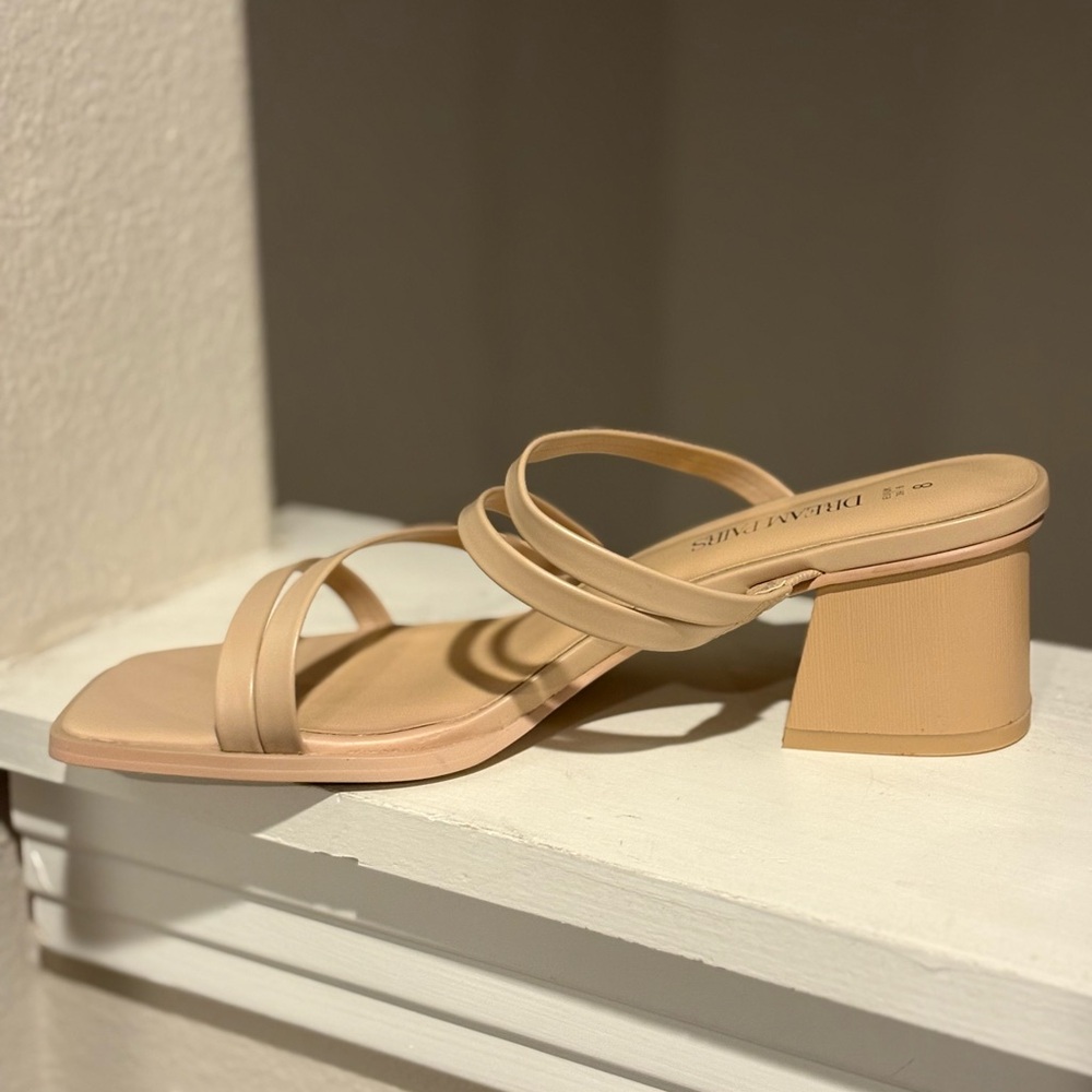 Dream Pairs Women's Mule Heel Chunky Nude/Light Brown Size 8 - Picture 3 of 11